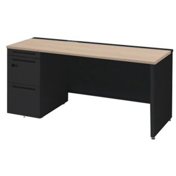 アドバンス 左片袖 中央引出し無 コンセント対応 ダイヤル錠タイプ パネル脚 オカムラ(岡村製作所)