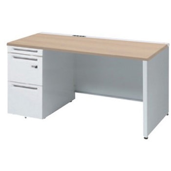 アドバンス 左片袖 中央引出し無 コンセント対応 ダイヤル錠タイプ パネル脚 オカムラ(岡村製作所)