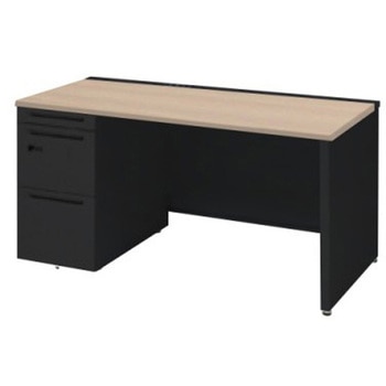 アドバンス 左片袖 中央引出し無 コンセント対応 ダイヤル錠タイプ パネル脚 オカムラ(岡村製作所)