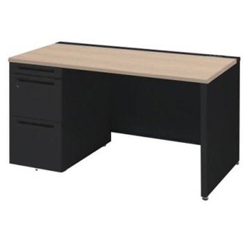 アドバンス 左片袖 中央引出し無 コンセント対応タイプ パネル脚 オカムラ(岡村製作所)