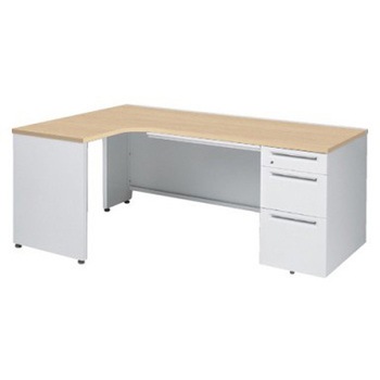 アドバンス L型左用右片袖3段B5引出付(A3対応) 配線カバーコンセント対応タイプ オカムラ(岡村製作所)