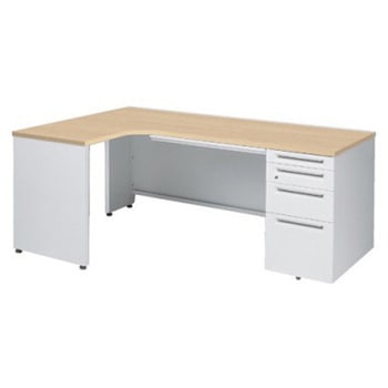 アドバンス L型左用右片袖4段引出付(A3対応) 配線カバー標準タイプ オカムラ(岡村製作所)