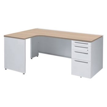 アドバンス L型左用右片袖4段引出無 配線カバー標準タイプ オカムラ(岡村製作所)