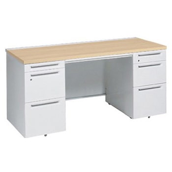 アドバンス 両袖机 3段B5 中央引出し付(A3対応) コンセント対応タイプ オカムラ(岡村製作所)