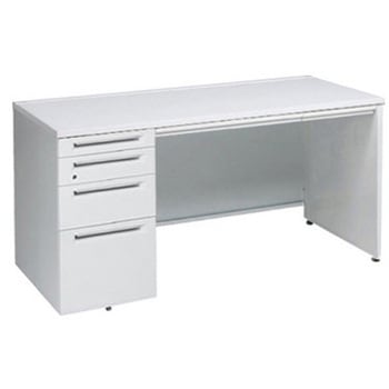 アドバンス 左片袖4段 中央引出し付(A3対応) コンセント対応タイプ パネル脚 オカムラ(岡村製作所)