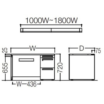 アドバンス 右片袖 中央引出し無 標準タイプ パネル脚 オカムラ(岡村製作所)