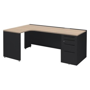 アドバンス L型左用右片袖4段引出無 配線カバーコンセント対応タイプ オカムラ(岡村製作所)