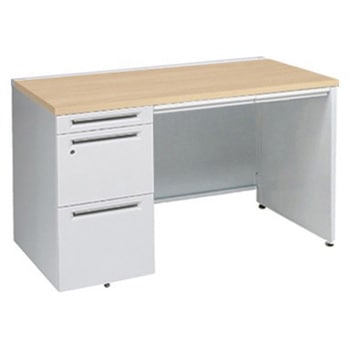 アドバンス 左片袖 中央引出し付(A3対応) コンセント対応タイプ パネル脚 オカムラ(岡村製作所)