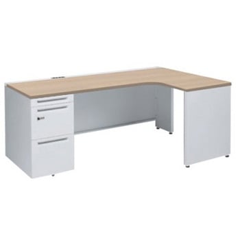 アドバンス L型右用左片袖3段引出無 配線カバーコンセント対応タイプ ダイヤル錠 オカムラ(岡村製作所)