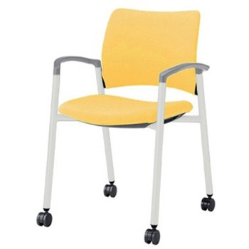 8147HA PD33 8147チェア 4本脚キャスター付 肘付 背座張り ブラックシェル ホワイトフレーム ナイロン双輪 オカムラ(岡村製作所) 06922435