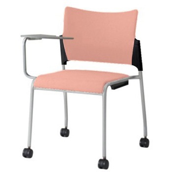 81R2LY PB23 レーテ 4本脚キャスター付 タブレット  背カバー付 ブラックシェル シルバーフレーム ナイロン双輪 オカムラ(岡村製作所) 06926967