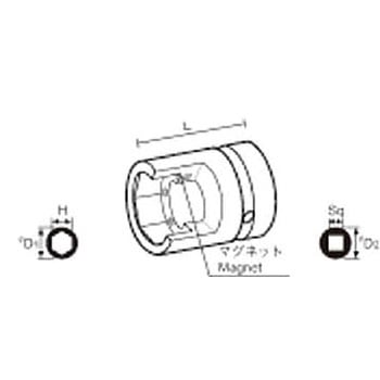 マグネチックソケット植込 ショートタイプ 差込角12．7x対辺17mm NAC(長堀工業)
