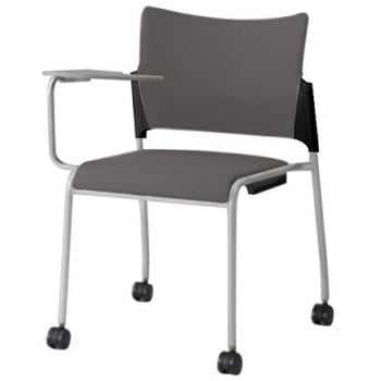 81R2LY PB24 レーテ 4本脚キャスター付 タブレット  背カバー付 ブラックシェル シルバーフレーム ナイロン双輪 オカムラ(岡村製作所) 06937905