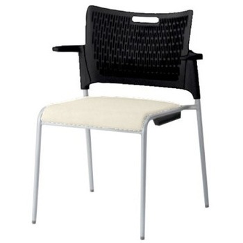 81R2GX PB26 レーテ 4本脚チェア 肘付  背カバー無 ブラックシェル シルバーフレーム オカムラ(岡村製作所) 06948518