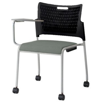 81R2KY FFW9 レーテ 4本脚キャスター付 タブレット  背カバー無 ブラックシェル シルバーフレーム ナイロン双輪 オカムラ(岡村製作所) 06948771