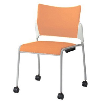 81R2BY PB29 レーテ 4本脚キャスター付 肘無  背カバー付 ホワイトシェル シルバーフレーム ナイロン双輪 オカムラ(岡村製作所) 06948841