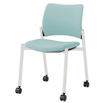 8147HZ PD31 8147チェア 4本脚キャスター付 肘無 背座張り ブラックシェル ホワイトフレーム ナイロン双輪 オカムラ(岡村製作所) 06954635