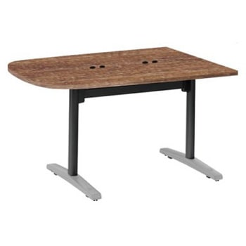 Livesミーティングテーブル T字脚天板フラップ/台形 1500×900×720 CU付 オカムラ(岡村製作所)