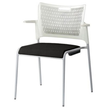 81R2EX FFW1 レーテ 4本脚チェア 肘付  背カバー無 ホワイトシェル シルバーフレーム オカムラ(岡村製作所) 06958948