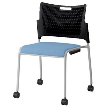 81R2CY PB21 レーテ 4本脚キャスター付 肘無  背カバー無 ブラックシェル シルバーフレーム ナイロン双輪 オカムラ(岡村製作所) 06959280