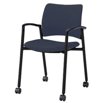 8147EA FXW4 8147チェア 4本脚キャスター付 肘付 背座張り ブラックシェル ブラックフレーム ナイロン双輪 オカムラ(岡村製作所) 06964715