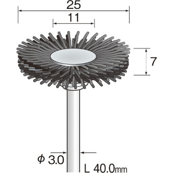 FC3211 ミニモ ダイヤモンド砥粒入りナイロンブラシ ホイール#400 Φ25 ミニター 軸径3mm 1本 FC3211 - 【通販モノタロウ】