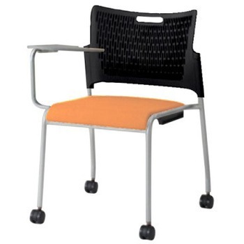 81R2KY FFW7 レーテ 4本脚キャスター付 タブレット  背カバー無 ブラックシェル シルバーフレーム ナイロン双輪 オカムラ(岡村製作所) 06968836