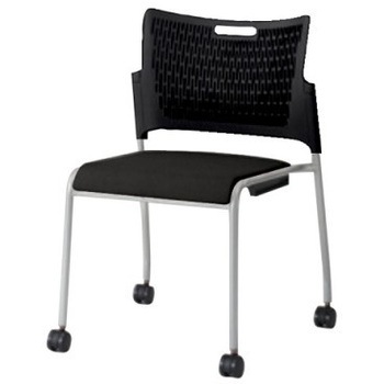 81R2CY FFW1 レーテ 4本脚キャスター付 肘無  背カバー無 ブラックシェル シルバーフレーム ナイロン双輪 オカムラ(岡村製作所) 06968949