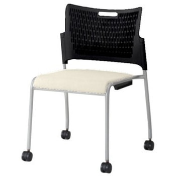 81R2CY PB26 レーテ 4本脚キャスター付 肘無  背カバー無 ブラックシェル シルバーフレーム ナイロン双輪 オカムラ(岡村製作所) 06968958