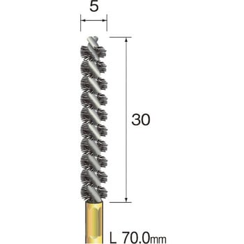 FD2109 ミニモ スパイラルホールブラシ ナイロン Φ5 ミニター 軸径3mm