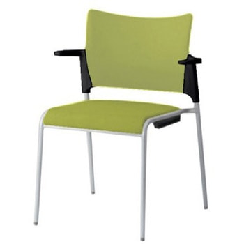 81R2HX FFW6 レーテ 4本脚チェア 肘付  背カバー付 ブラックシェル シルバーフレーム オカムラ(岡村製作所) 06979029