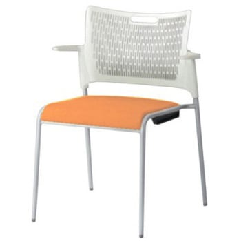 81R2EX FFW7 レーテ 4本脚チェア 肘付  背カバー無 ホワイトシェル シルバーフレーム オカムラ(岡村製作所) 06979038