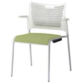 81R2EX PB22 レーテ 4本脚チェア 肘付  背カバー無 ホワイトシェル シルバーフレーム オカムラ(岡村製作所) 06979047