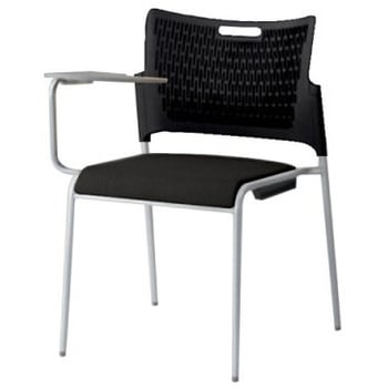 81R2KX FFW1 レーテ 4本脚チェア タブレット  背カバー無 ブラックシェル シルバーフレーム オカムラ(岡村製作所) 06979291