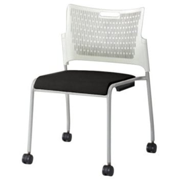 81R2AY FFW1 レーテ 4本脚キャスター付 肘無  背カバー無 ホワイトシェル シルバーフレーム ナイロン双輪 オカムラ(岡村製作所) 06979415