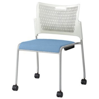 81R2AY PB21 レーテ 4本脚キャスター付 肘無  背カバー無 ホワイトシェル シルバーフレーム ナイロン双輪 オカムラ(岡村製作所) 06979431