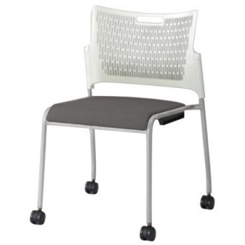 81R2AY PB24 レーテ 4本脚キャスター付 肘無  背カバー無 ホワイトシェル シルバーフレーム ナイロン双輪 オカムラ(岡村製作所) 06979440