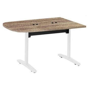 Livesミーティングテーブル T字脚天板フラップ/台形 1500×900×720 CU付 オカムラ(岡村製作所)