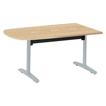 87AHJM MQ87 Livesミーティングテーブル T字脚天板フラップ/台形 1800×900×720 CU付 オカムラ(岡村製作所) 06988987