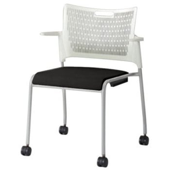 81R2EY FFW1 レーテ 4本脚キャスター付 肘付  背カバー無 ホワイトシェル シルバーフレーム ナイロン双輪 オカムラ(岡村製作所) 06989705