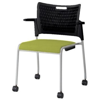 81R2GY FFW6 レーテ 4本脚キャスター付 肘付  背カバー無 ブラックシェル シルバーフレーム ナイロン双輪 オカムラ(岡村製作所) 06989730