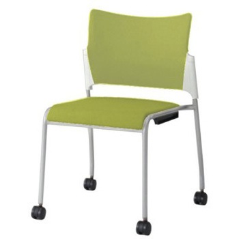 81R2BY FFW6 レーテ 4本脚キャスター付 肘無  背カバー付 ホワイトシェル シルバーフレーム ナイロン双輪 オカムラ(岡村製作所) 06989940