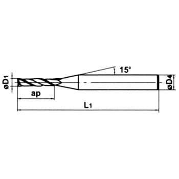 2枚刃超硬エンドミル(L)