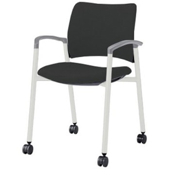 8147HA PB20 8147チェア 4本脚キャスター付 肘付 背座張り ブラックシェル ホワイトフレーム ナイロン双輪 オカムラ(岡村製作所) 06995759