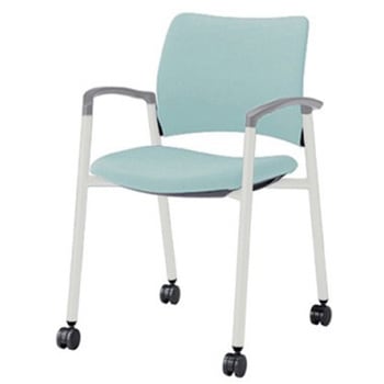 8147HA PD31 8147チェア 4本脚キャスター付 肘付 背座張り ブラックシェル ホワイトフレーム ナイロン双輪 オカムラ(岡村製作所) 06995768