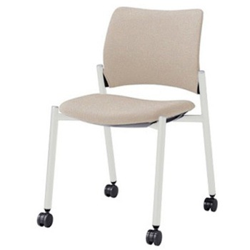 8147HZ FXW2 8147チェア 4本脚キャスター付 肘無 背座張り ブラックシェル ホワイトフレーム ナイロン双輪 オカムラ(岡村製作所) 06995890