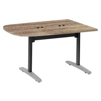 Livesミーティングテーブル T字脚天板フラップ/台形 1500×900×720 CU付 オカムラ(岡村製作所)