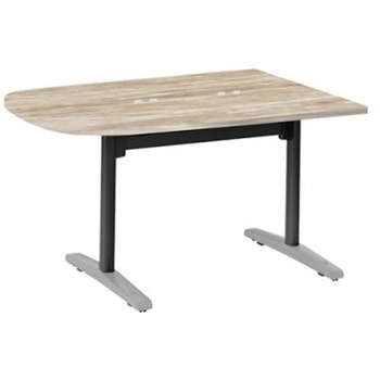 Livesミーティングテーブル T字脚天板フラップ/台形 1500×900×720 CU付 オカムラ(岡村製作所)