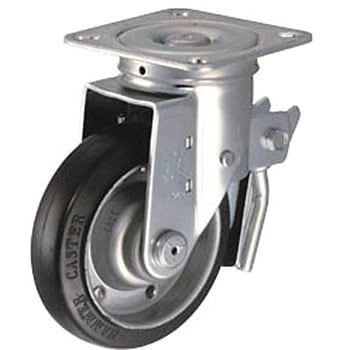 Sシリーズ自在トータルロック付ゴム車125mm - ハンマーキャスター