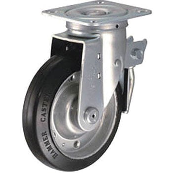 Sシリーズ自在トータルロック付ゴム車150mm - ハンマーキャスター
